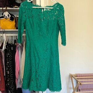 Eliza J Green A-line Dress with Bateau Neckline